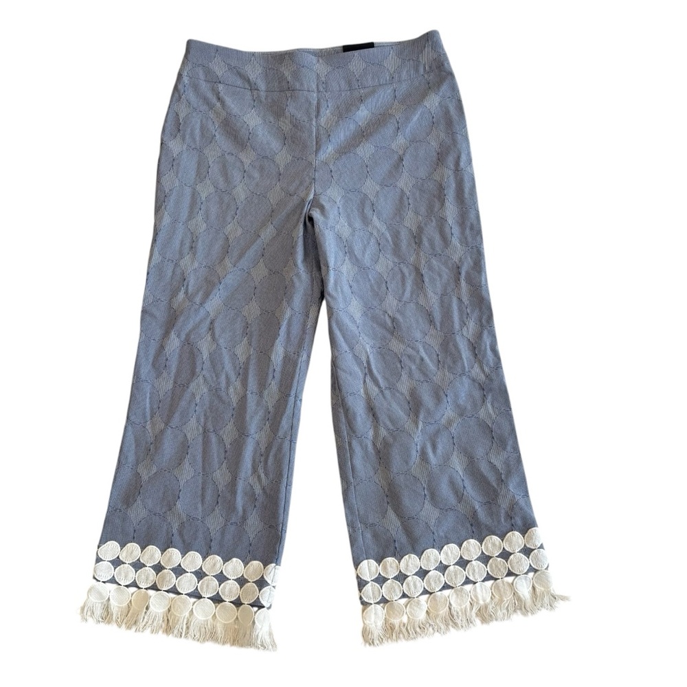 Wide Leg Trousers Leggings Light Blue with Navy Circle Pattern Spring Summer NWT